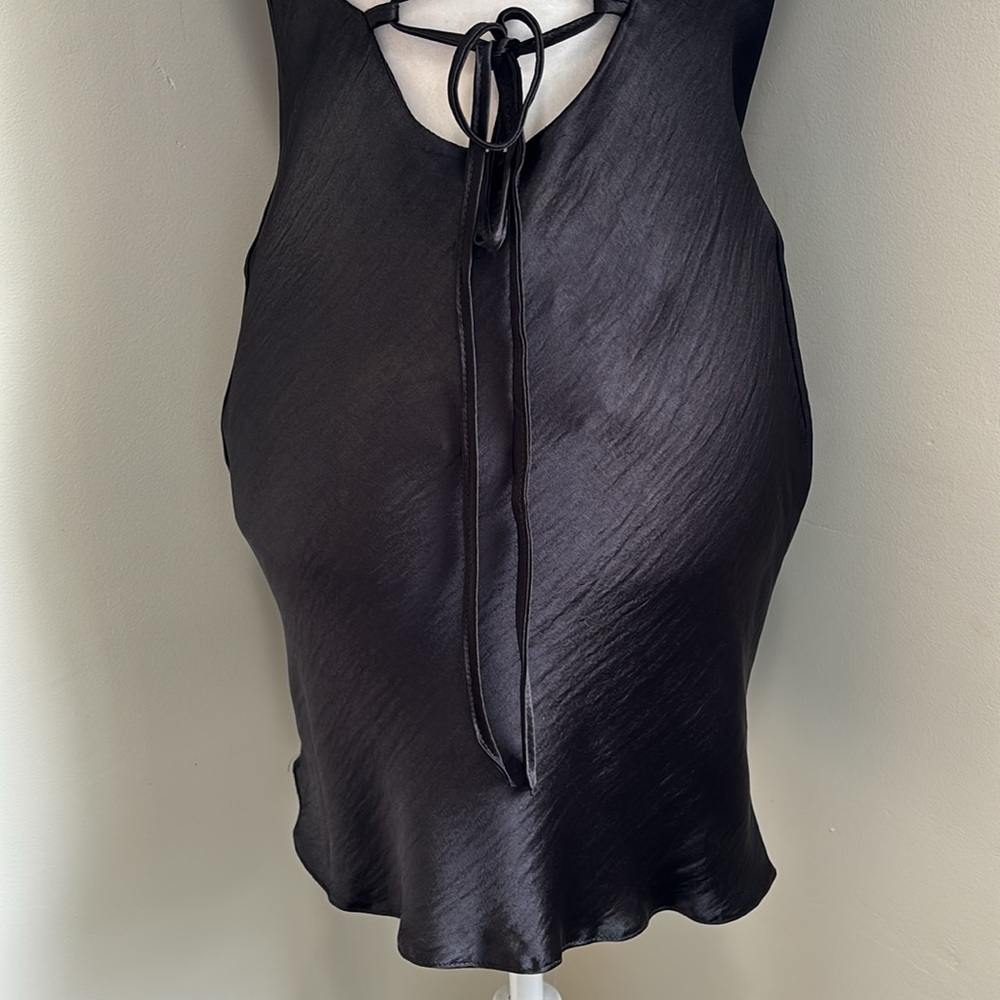 ASOS DESIGN cami mini slip dress in high shine satin with lace up back NWT - Picture 8 of 10